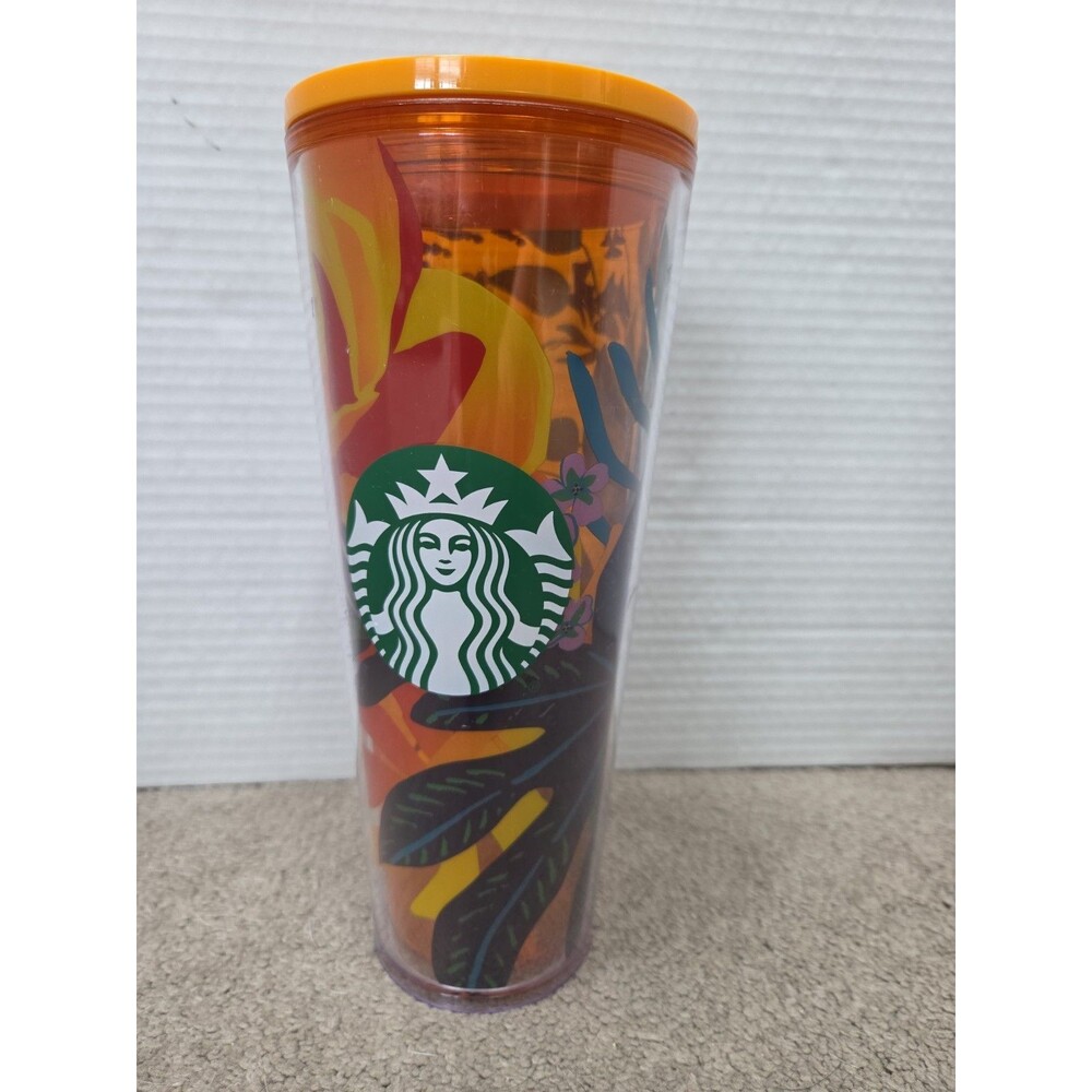 Starbucks 2022 Orange Summer Aqua Terra 24oz Venti Tumbler Cold Cup With Tag